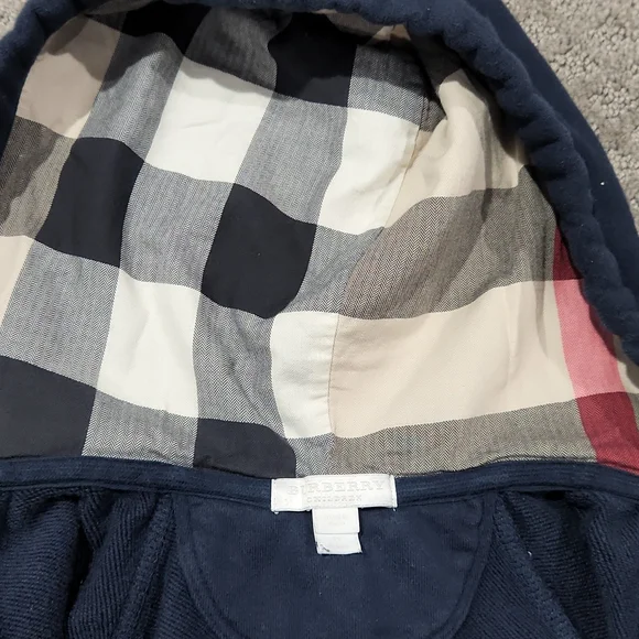 Burberry Kids Navy Blue Zip Up Hoodie Cotton Size 4Y - Picture 6 of 10